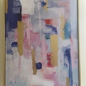 Vibrant Abstract Canvas Art with Gold Accents